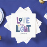Servilleta De Papel "Amor y luz" Feliz Personalizado de Hanukkah<br><div class="desc">Diseño temático personalizado de Hanukkah.</div>