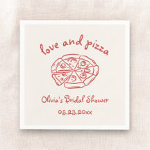 Amor y pizza, mano italiana, ducha de novia roja d