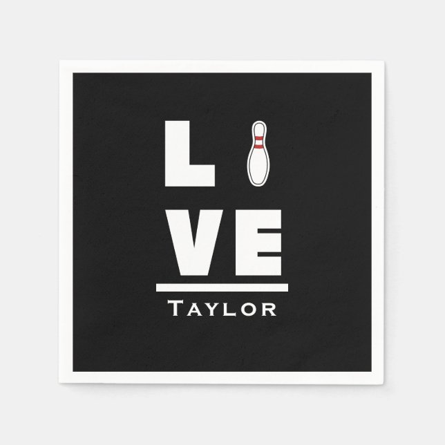 Servilleta De Papel Amor Y Vive A Tenpin Bowler Bowler Bowler Deportiv (Anverso)