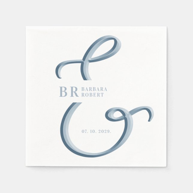 Servilleta De Papel Ampersand Dusty Blue Boda (Anverso)