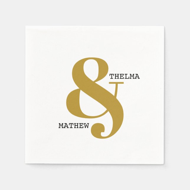 Servilleta De Papel Ampersand moderno con toallas Bodas de nombres (Anverso)