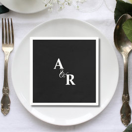 Servilleta De Papel Ampersand Negro Monograma Minimalista Boda