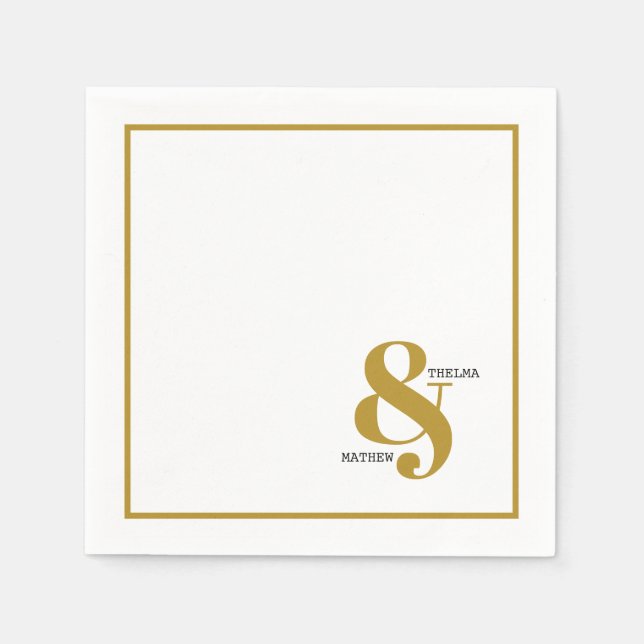 Servilleta De Papel Ampersand with Names Boda Napkins (Anverso)