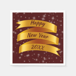 Servilleta De Papel Añadir año texto feliz año nuevo 20xx cinta de oro