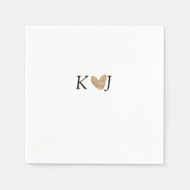 Servilleta De Papel Añadir letra de pareja boda purpurina de corazón d