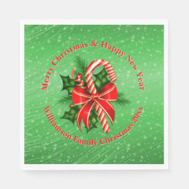 Servilleta De Papel Añadir nombre cambiar texto Navidades verdes rojos