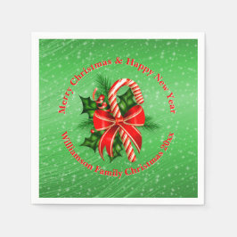 Servilleta De Papel Añadir nombre cambiar texto Navidades verdes rojos