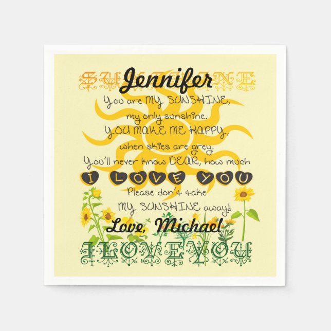 Servilleta De Papel Añadir nombre que eres mi sol (Anverso)