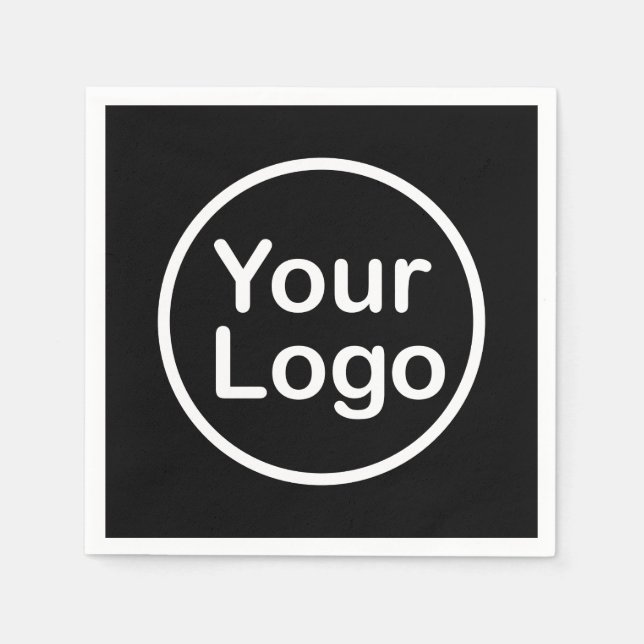 Servilleta De Papel Añadir su propio logotipo | Fondo negro (Anverso)