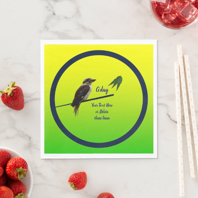 Servilleta De Papel Añadir tu texto, Fiesta australiano Kookaburra (In situ)