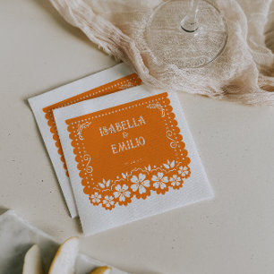 Servilleta De Papel Anaranjado Boda Papel Picado de México