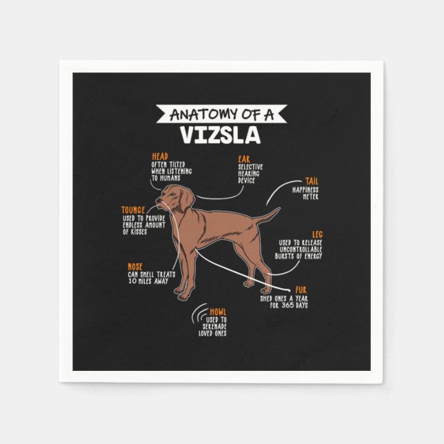 Servilleta De Papel Anatomía De Un Perro Vizsla (Anverso)