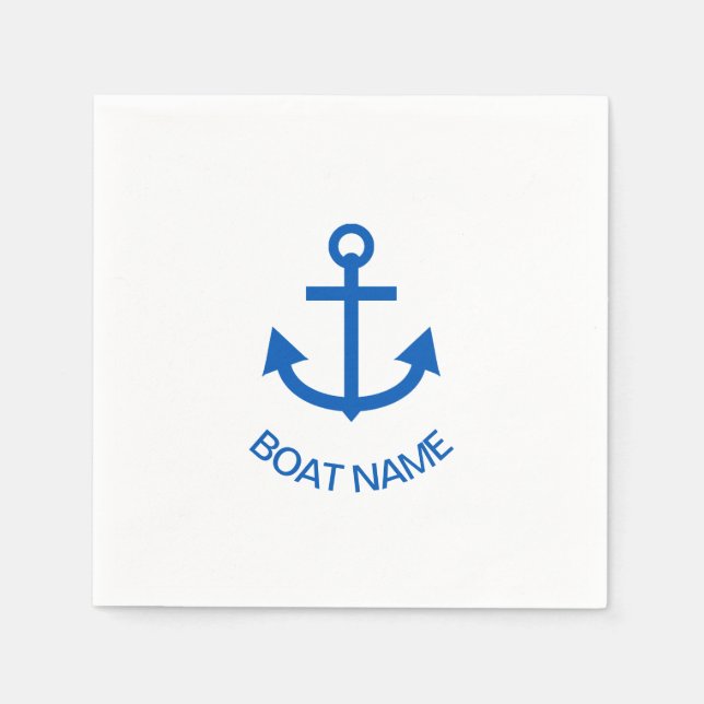 Servilleta De Papel Anchor Blue Personalizado Tu Nombre De Barco (Anverso)