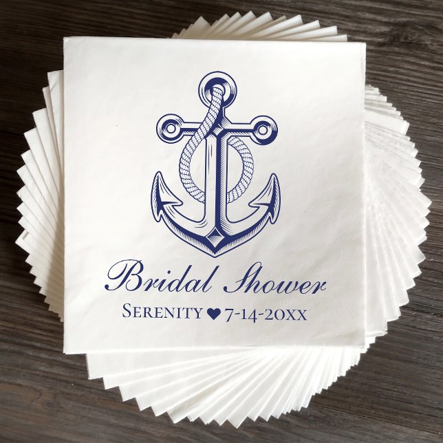 Servilleta De Papel Anchor Sailor Nave Blue Nautical Bridal Shower (Subido por el creador)