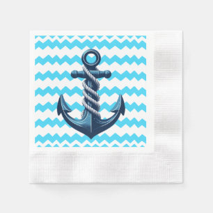 Servilleta De Papel Ancla azul con olas azules