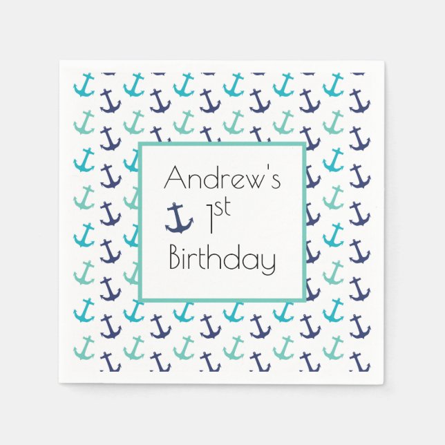 Servilleta De Papel Ancla Azul Náutico (Anverso)