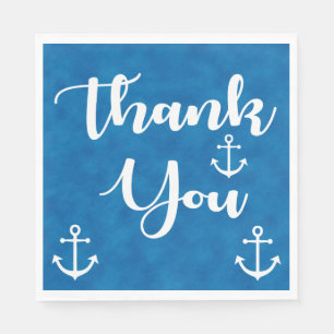 Servilleta De Papel Ancla de barco de agradecimiento náutico acuarela