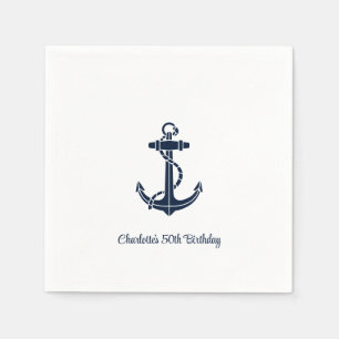 Servilleta De Papel Ancla de Barco de Cumpleaños Personalizada en Pape