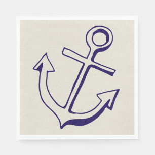 Servilleta De Papel Ancla de barco náutico azul marino boda tan fiesta