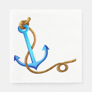 Servilleta De Papel Ancla de barco náutico azul turquesa fiesta de bod