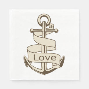 Servilleta De Papel Ancla de barco náutico vintage amor marinero
