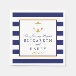 Servilleta De Papel Ancla de oro náutico vintage, Boda de Marina y Oro