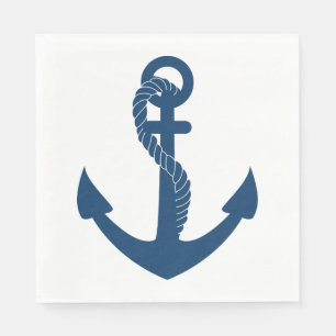 Servilleta De Papel Ancla Náutica Azul Marino Boda Océano Marinero