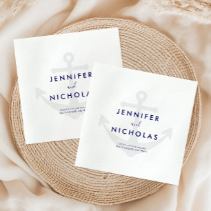 Servilleta De Papel Ancla Náutica Moderna Boda