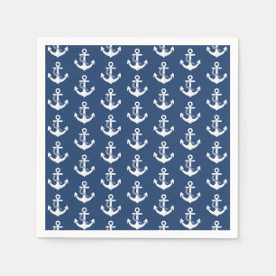 Servilleta De Papel Ancla Náutica Vela Embarcación Blanco Azul Marina