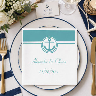 Servilleta De Papel Ancla Náutica Verde Teal