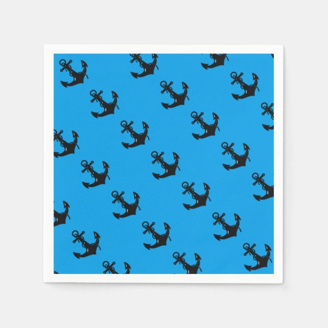 Servilleta De Papel Anclaje de barco negro (Anverso)