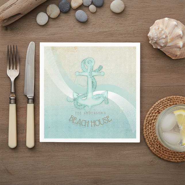 Servilleta De Papel Anclaje de Beach House Silhouette Aqua Blue ID623 (Subido por el creador)