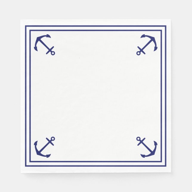 Servilleta De Papel Anclas azules en blanco (Anverso)