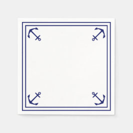 Servilleta De Papel Anclas Azules en Cóctel Personalizable Blanco