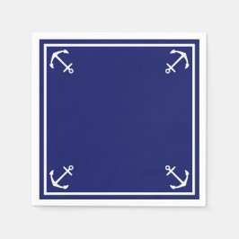 Servilleta De Papel Anclas blancas en cóctel personalizable azul