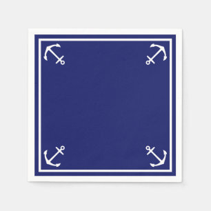 Servilleta De Papel Anclas blancas en cóctel personalizable azul