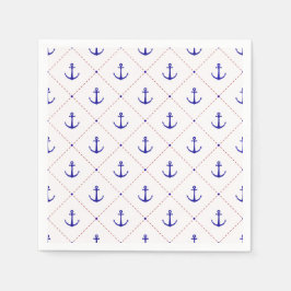 Servilleta De Papel Anclas Fuera Barcos Rojo Blanco Azul