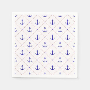 Servilleta De Papel Anclas Fuera Barcos Rojo Blanco Azul