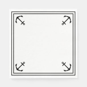 Servilleta De Papel Anclas negras sobre blanco