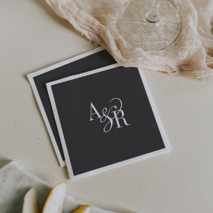 Servilleta De Papel ANDREA Iniciales Monograma Boda mínimo gris oscuro