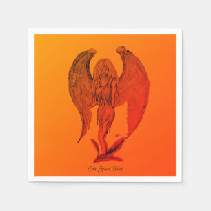 Servilleta De Papel Ángel al estilo tatuaje
