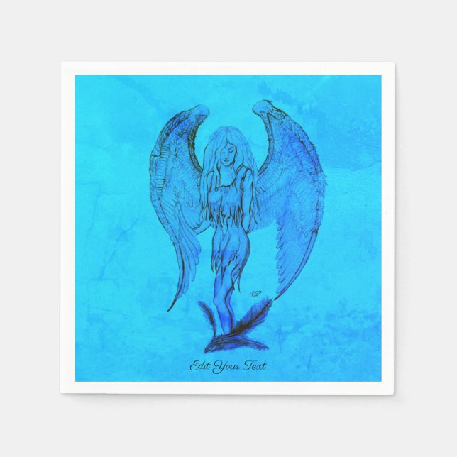 Servilleta De Papel Ángel al estilo tatuaje (Anverso)