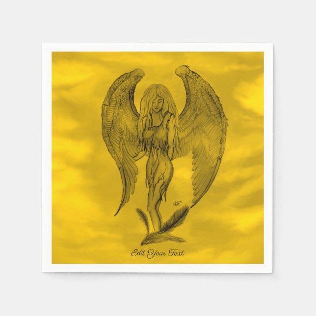Servilleta De Papel Ángel al estilo tatuaje (Anverso)