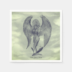 Servilleta De Papel Ángel al estilo tatuaje