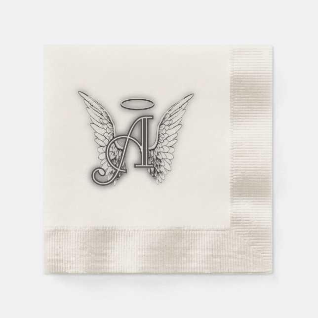 Servilleta De Papel Ángel Alphabet A Inicial Lating Wings Halo (Anverso)