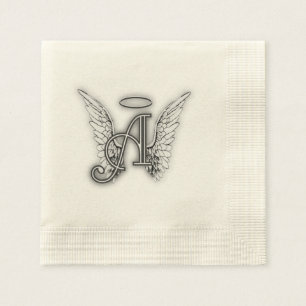 Servilleta De Papel Ángel Alphabet A Inicial Lating Wings Halo