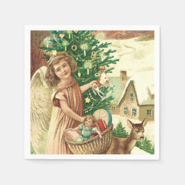 Servilleta De Papel Angel bringing Christmas gifts and presents