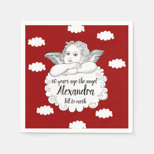 Servilleta De Papel Ángel cristiano por los 60 años en las nubes roj