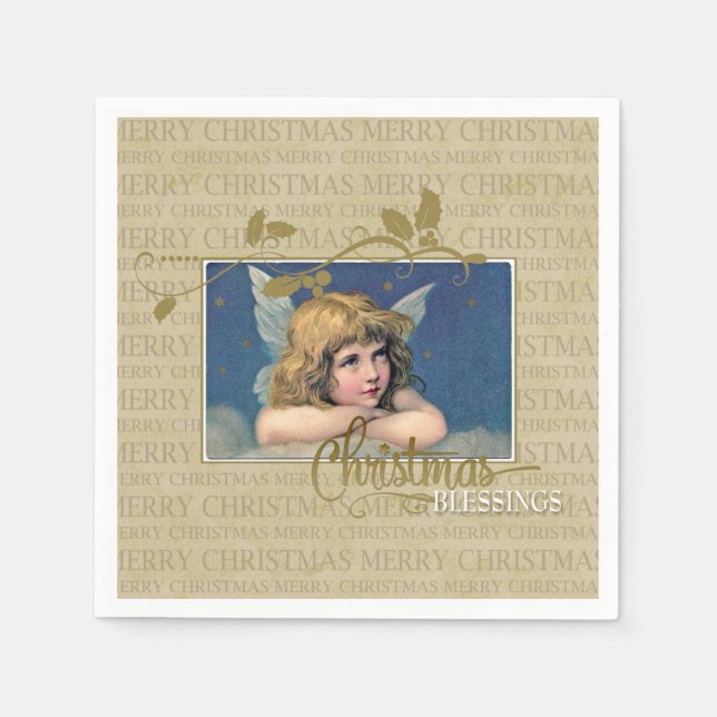 Servilleta De Papel Ángel de las Bendiciones de Navidad (Anverso)