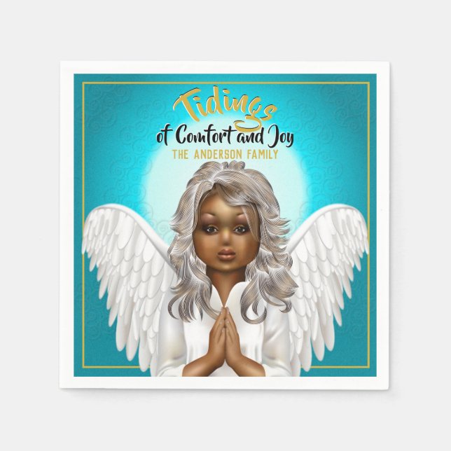 Servilleta De Papel Ángel de oración afroamericano (Anverso)